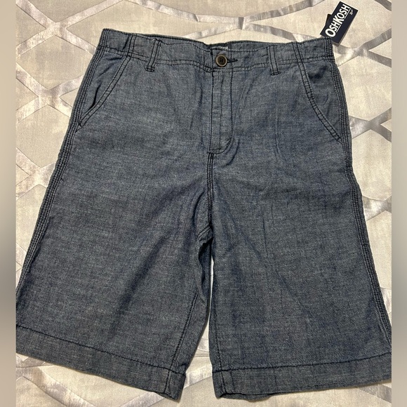 NWT Boy’s Oshkosh B’gosh Kid Chambray Blue Casual Buttoned Shorts - Size 14 - Picture 1 of 5
